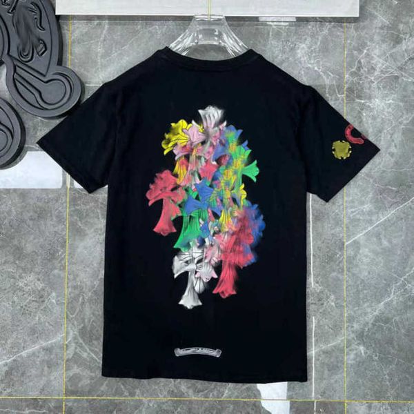men's fashion luxury t shirt ch brand tees men women sanskrit letter short sleeve horseshoe couple t-shirts designer polos tshirts cro, White;black